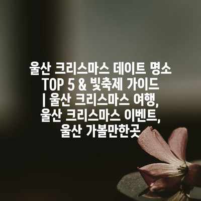 울산 크리스마스 데이트 명소 TOP 5 & 빛축제 가이드 | 울산 크리스마스 여행, 울산 크리스마스 이벤트, 울산 가볼만한곳 울산 크리스마스 데이트 명소 TOP 5 & 빛축제 가이드 | 울산 크리스마스 여행, 울산 크리스마스 이벤트, 울산 가볼만한곳