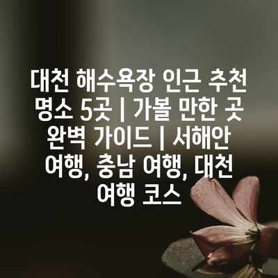 대천 해수욕장 인근 추천 명소 5곳 | 가볼 만한 곳 완벽 가이드 | 서해안 여행, 충남 여행, 대천 여행 코스