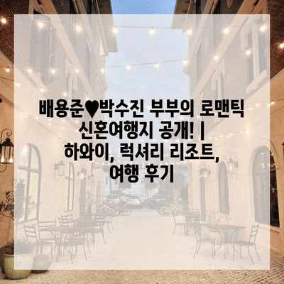 배용준♥박수진 부부의 로맨틱 신혼여행지 공개! |  하와이, 럭셔리 리조트, 여행 후기