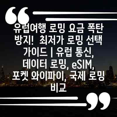 유럽여행 로밍 요금 폭탄 방지!  최저가 로밍 선택 가이드 | 유럽 통신, 데이터 로밍, eSIM, 포켓 와이파이, 국제 로밍 비교