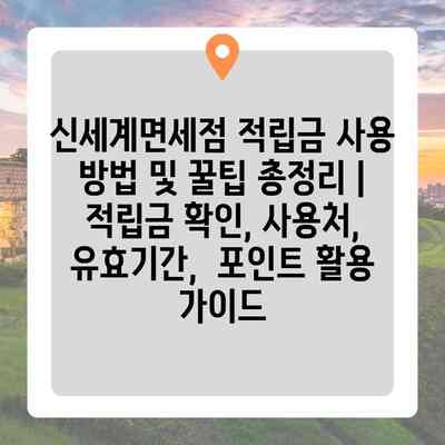 신세계면세점 적립금 사용 방법 및 꿀팁 총정리 | 적립금 확인, 사용처, 유효기간,  포인트 활용 가이드