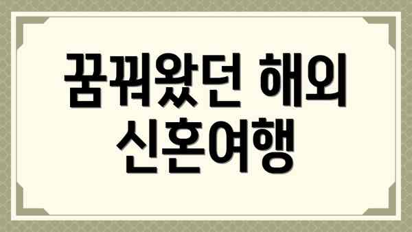 꿈꿔왔던 해외 신혼여행