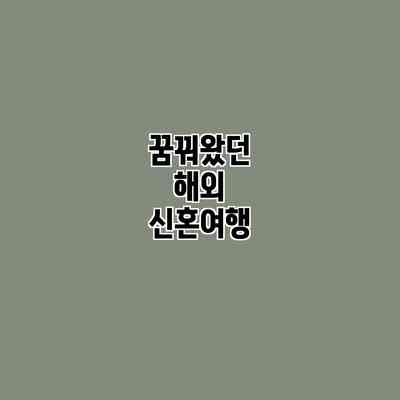 꿈꿔왔던 해외 신혼여행