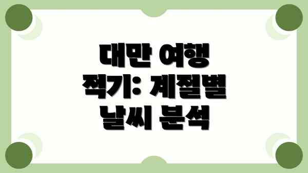 대만 여행 적기: 계절별 날씨 분석