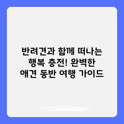 반려견과 함께 떠나는 행복 충전! 완벽한 애견 동반 여행 가이드 반려견과 함께 떠나는 행복 충전! 완벽한 애견 동반 여행 가이드