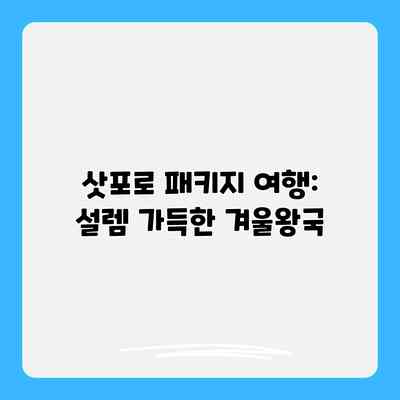 삿포로 패키지 여행: 설렘 가득한 겨울왕국