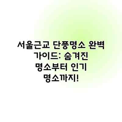 서울근교 단풍명소 완벽 가이드: 숨겨진 명소부터 인기 명소까지!