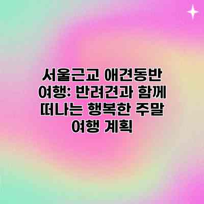 서울근교 애견동반 여행: 반려견과 함께 떠나는 행복한 주말 여행 계획