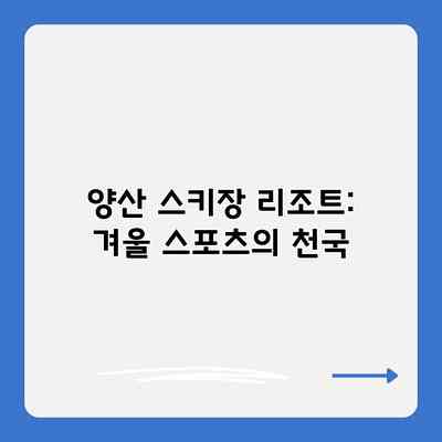 양산 스키장 리조트: 겨울 스포츠의 천국
