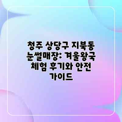 청주 상당구 지북동 눈썰매장: 겨울왕국 체험 후기와 안전 가이드