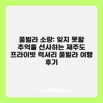 풀빌라 소랑: 잊지 못할 추억을 선사하는 제주도 프라이빗 럭셔리 풀빌라 여행 후기 풀빌라 소랑: 잊지 못할 추억을 선사하는 제주도 프라이빗 럭셔리 풀빌라 여행 후기