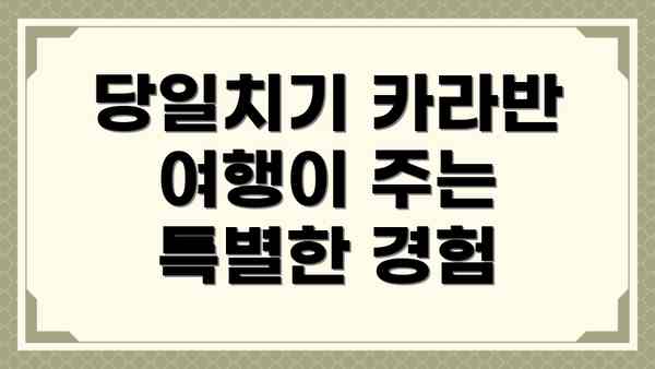 당일치기 카라반 여행이 주는 특별한 경험