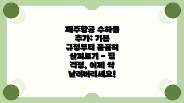 제주항공 수하물 추가: 기본 규정부터 꼼꼼히 살펴보기 - 짐 걱정, 이제 싹 날려버리세요!