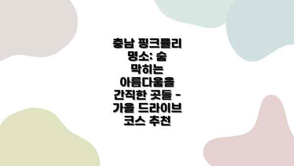 충남 핑크뮬리 명소: 숨 막히는 아름다움을 간직한 곳들 - 가을 드라이브 코스 추천