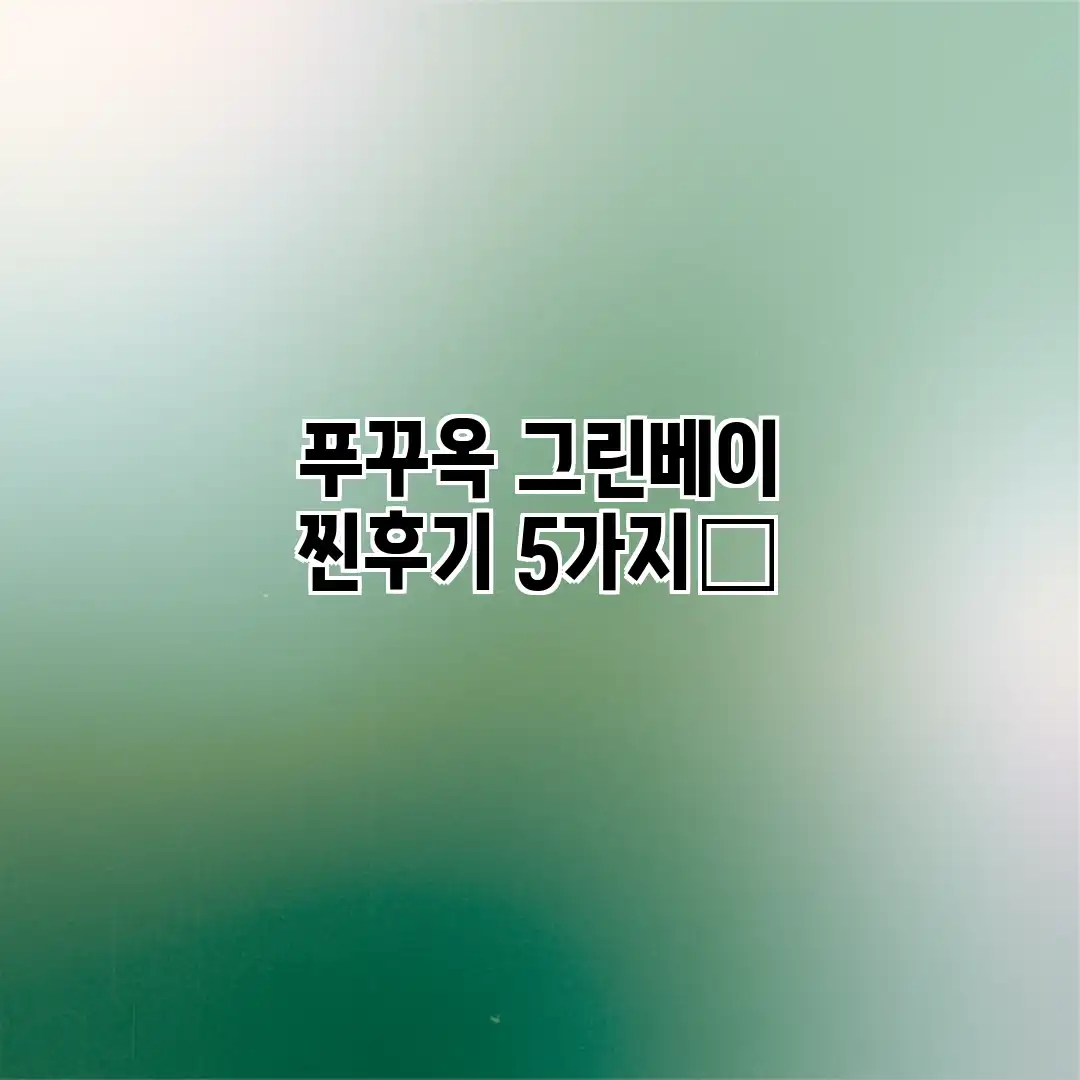 푸꾸옥 그린베이 찐후기 5가지🌴 푸꾸옥 그린베이 찐후기 5가지🌴
