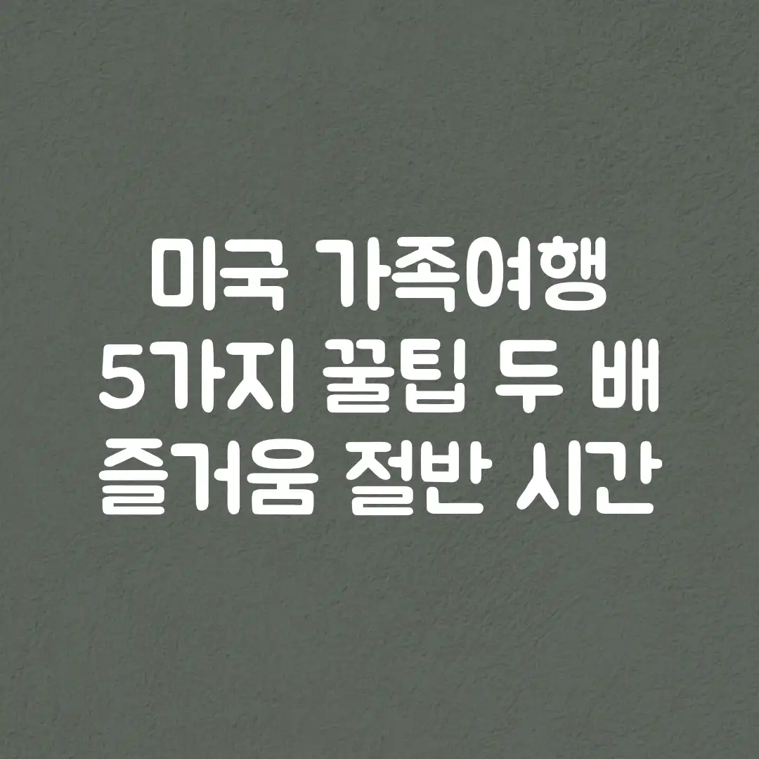 미국 가족여행: 5가지 꿀팁! 두 배 즐거움, 절반 시간