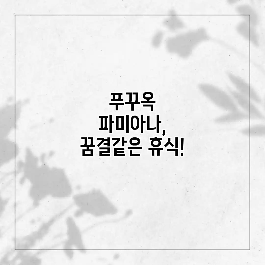 푸꾸옥 파미아나, 꿈결같은 휴식!